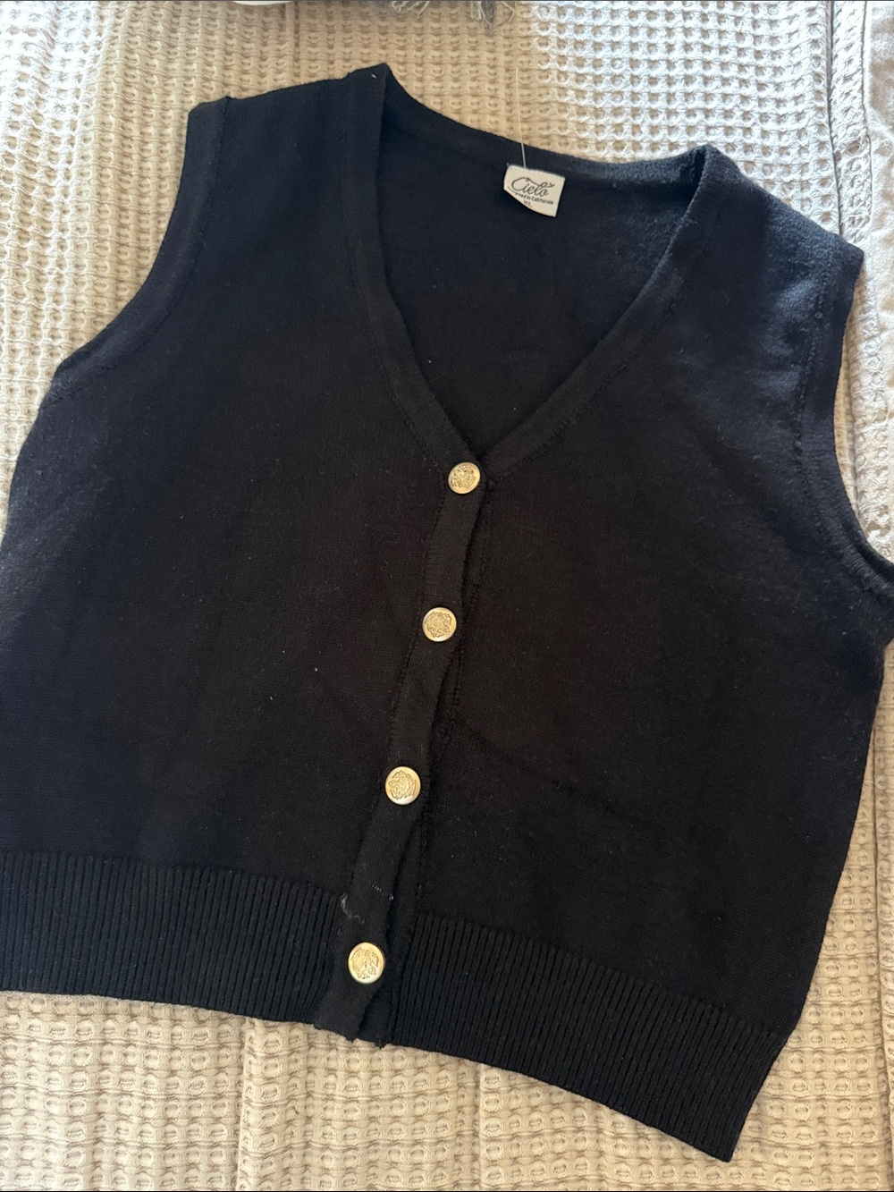 Cielo Black Button-Front Knit Vest